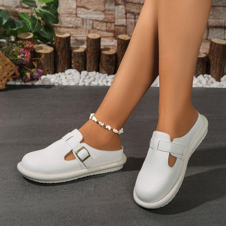 Fashion 2024 Hot Sale Shoes Female Buckle Women's Slippers Spring Autumn Closed Toe Solid Solft Sole Casual Comfortable Flat Slippers