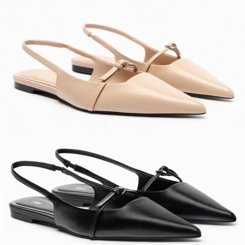 Fashion Women Sandals 2024 New Summer Fashion Pointed Toe Sandals Women Shallow Slip On Elegant Slingback Shoes Women Zapatos De Mujer
