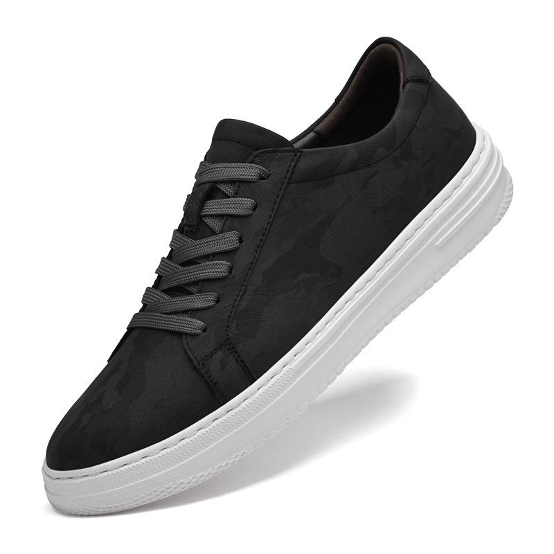 

1077 Men S Shoes Thick Baseplate Shoes Inner Height Increase White Shoes Spring Low-Top Leather Surface Handmade Flat-Soled Sports Shoes Casual Shoes 35