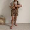 Children's Summer Short-Sleeve Two-Piece Set: Baby Letter Print T-Shirt & Bread Pants In Merade Color