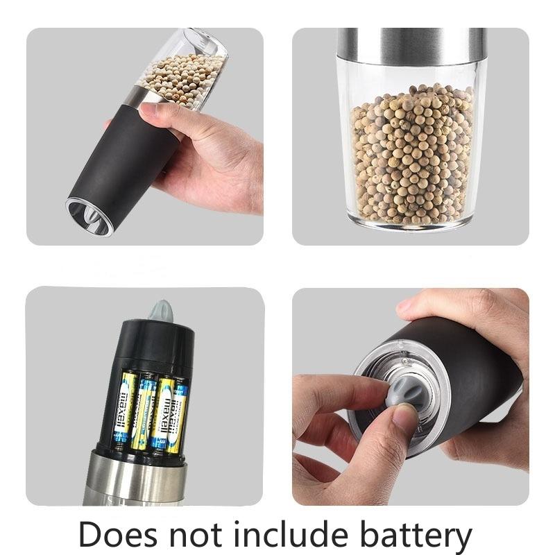 Spice Grinder Gravity LED Electric Electric Fully Automatic Grinder Adjustable Thickness Barbecue Seasoning Tool Pepper Grinder