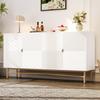 Sideboard with Raised Texture 160cm, with Four Doors, Golden Brushed Handles and High-Gloss Table Legs, White, 160×40×82cm(old sku N657P28156667W)