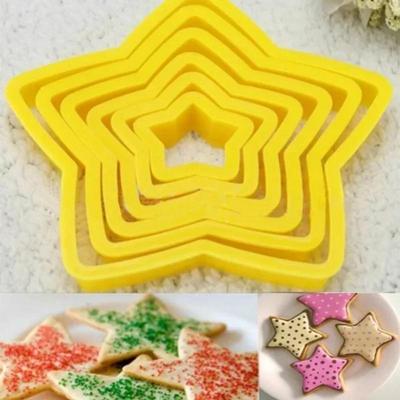 6 יחידות/סט כלי אפייה למטבח DIY כוכב חמש קצוות עץ חג המולד קאטר לעוגיות עוגה סט קאטר לעוגיות אביזרים ציוד