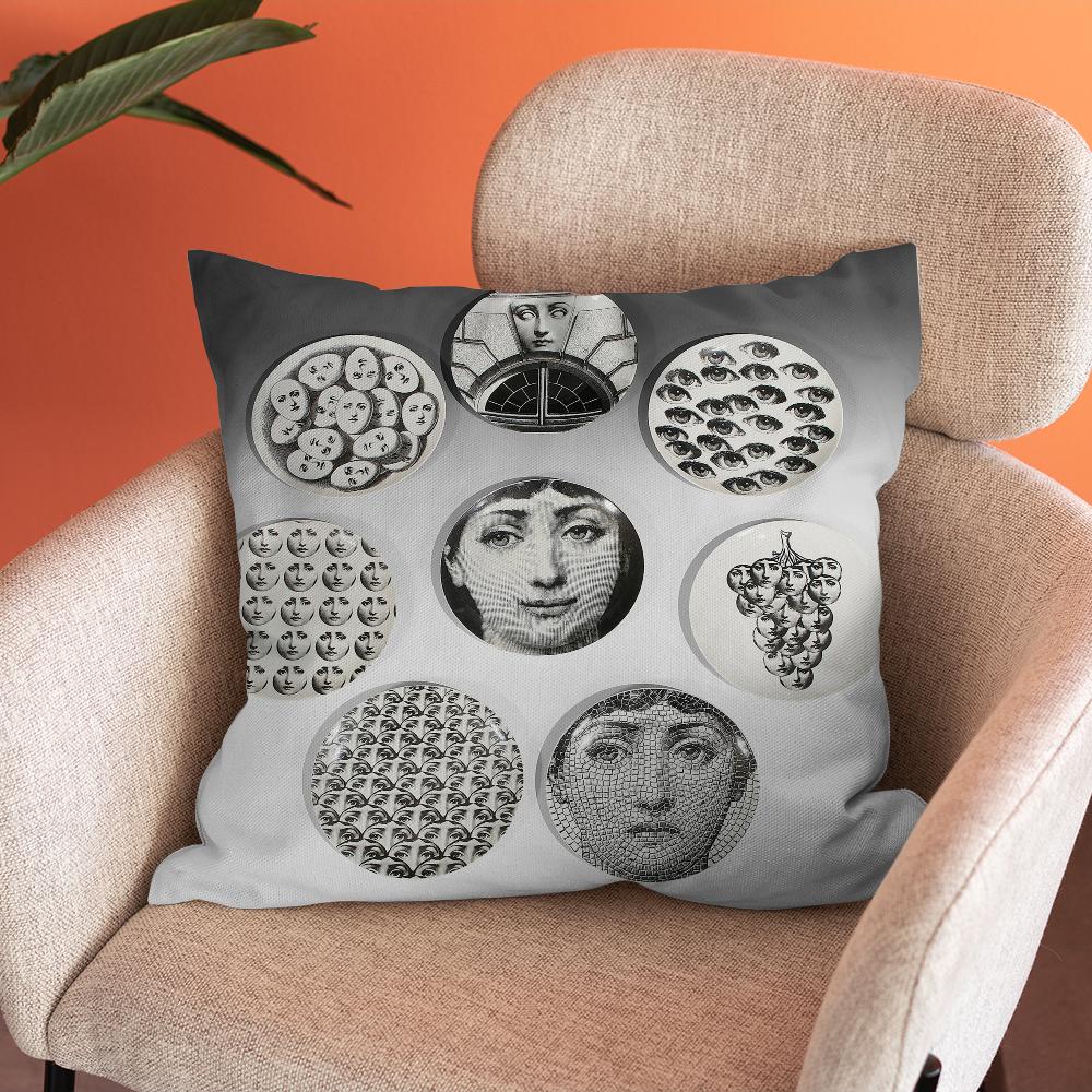 

Face Art P-Piero Pillow Case Soft Cushion Case or Farmhouse Sofa Decor Home Decorations and Protector F-Fornasettis Pillow Case 12x12Inch