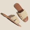 Women Denim Fringe Slide Sandals Outdoor Vacation Comfy Casual Slippers Flat-sole Half Slippers Lightweight French Style Sandals