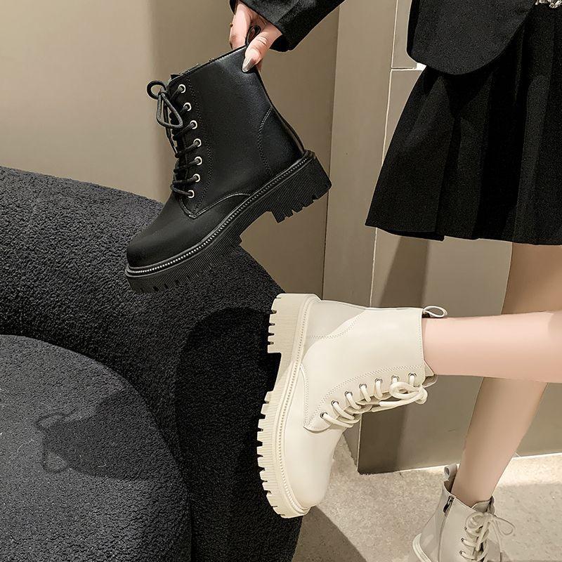 Fashion Outwear British Style Student Versatile Short Boots Platform Medium Boots 2025 Autumn and Winter New Martin Boots Women
