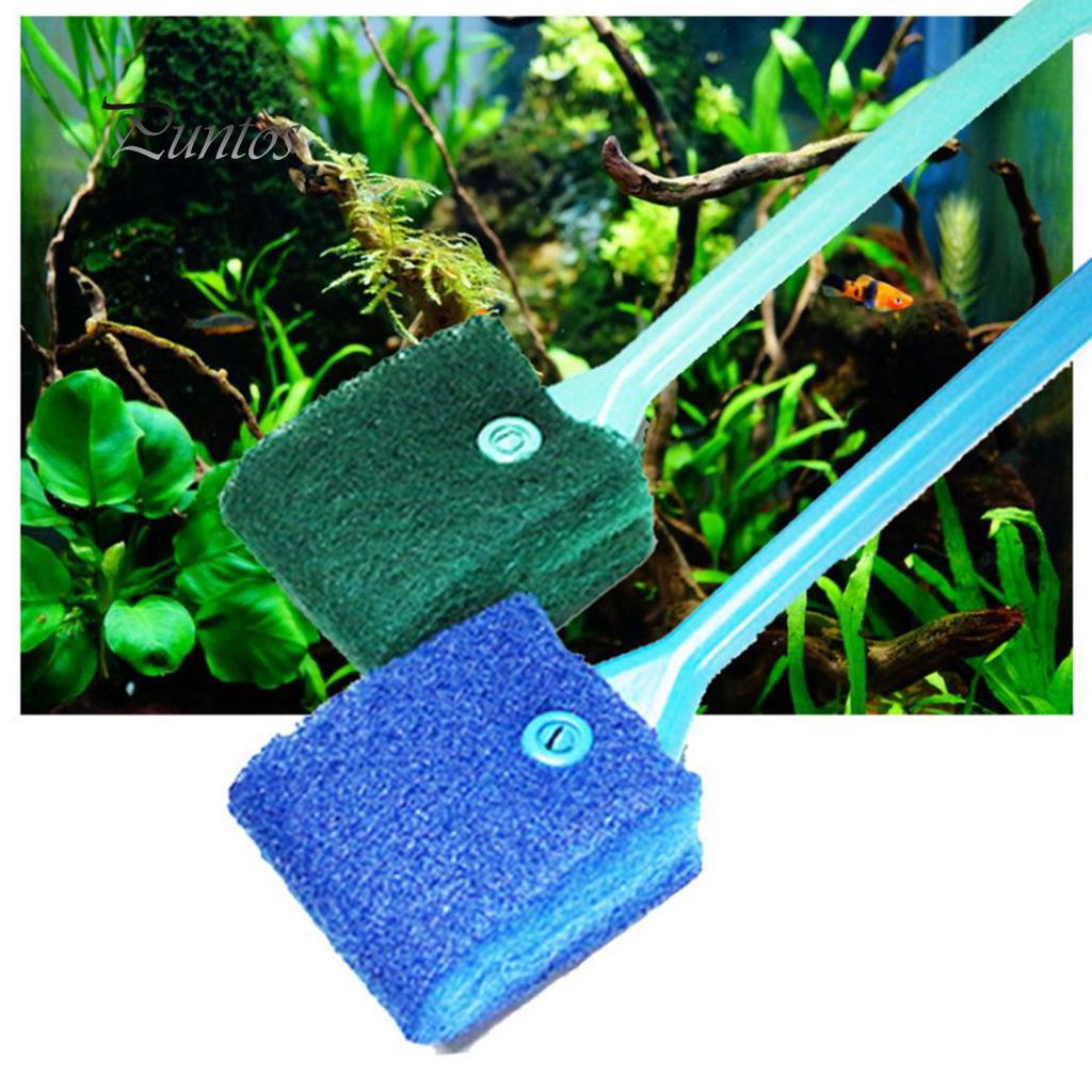 Double Side Brush Cleaner Scrubbers Aquarium Handle Fish Tank Cleaning