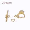 18k Gold Plated Heart With Flower OT Clasp For Necklace Supplies,Fashion End Beads Toggle Clasps DIY Jewelry Making Accessories