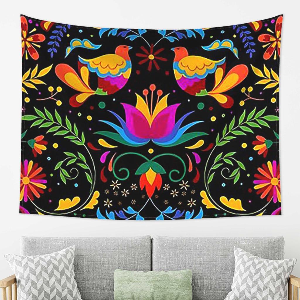 Mexikanische Blumen und Vögel Wandteppich Dekor Kunst Ästhetische Wandteppiche für Wohnzimmer Schlafzimmer Haus Wandtuch Wandbehang