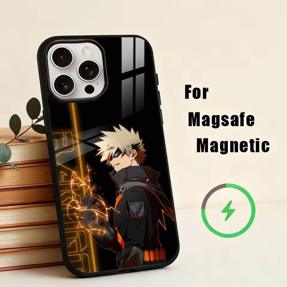 Hero Academia KK-Katsuki Handyhülle Für iPhone17,16,15,14,13,12,11 Plus,Pro Magnetisch mit Magsafe Kabelloses Laden