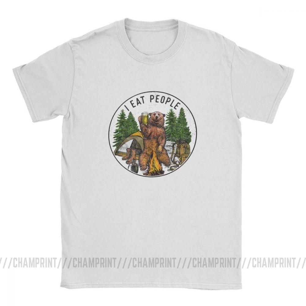 Men T Shirt I Eat People I Hate People Bear Vintage Short Sleeve Camping Tees O