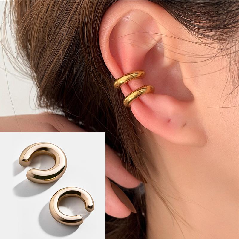 Minimalist Metal Simple C Shape Clip On Earrings for Women Men Without Piercing Geometric Ear Cuff Earclips Jewelry Gifts