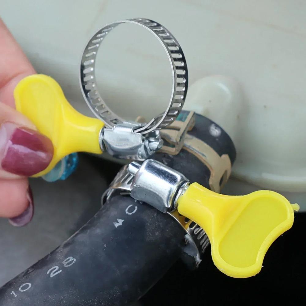 10-30pcs 16-25mm Adjustable Hose Clamps Pipe Clip Yellow Plastic Handle Hand Wriggle Fuel Hose Clips Water Pipe Fasteners Clamps