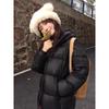 Women Black Short Length Hooded Thickened Padded Winter Cotton Coat