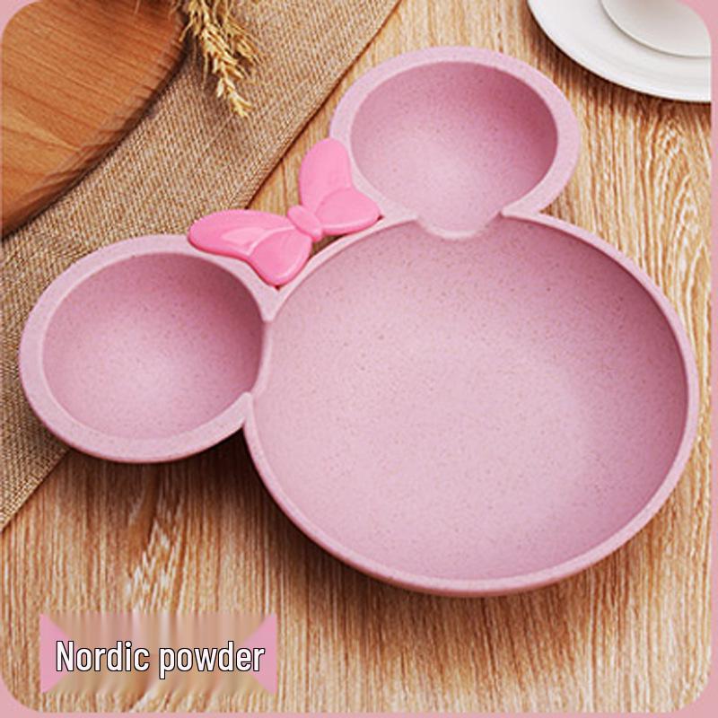 Kids' Wheat Straw Divided Plate - Cartoon Design, Creative Mealtime Tableware, Ideal for Kindergarten & Personalized Gifts