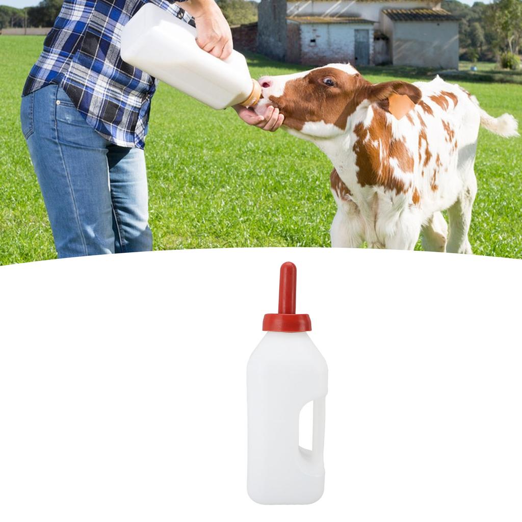 2L Calf Feeding Bottle Thicken Leakproof Silicone Nipple Calf Nursing Feeding Supplies with Handle for Farm Pasture