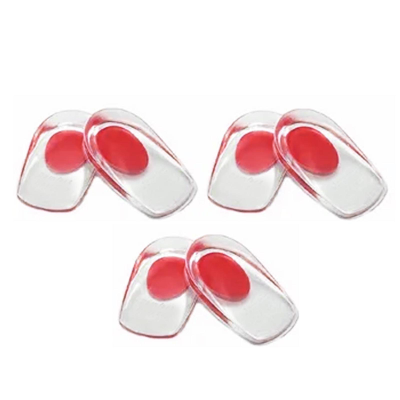 

3 пари силіконових гелевих чашок для п ят, амортизуючі п яткові накладки при плантарному фасціїті, кісткових шпорах, сухій потрісканій шкірі стоп, червоні, L червоний