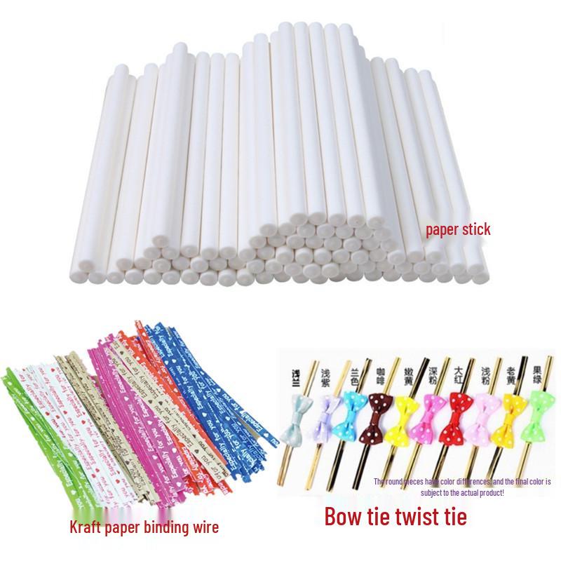 Lollipop and Baking Kraft Paper Sticks with Colored Twist Ties for Food Packaging