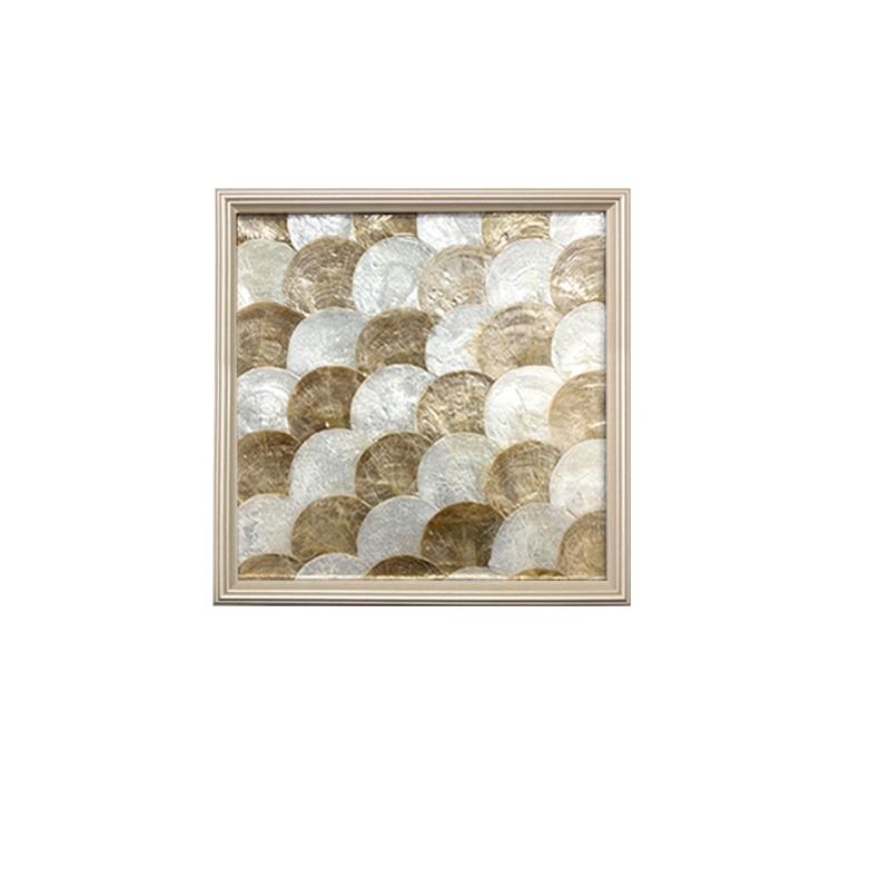 Креативная квадратная золотая ракушка Трехмерная настенная роспись Декор стены Гостиная Геометрическое искусство Блестящая ракушка Настенное панно 35x35cm