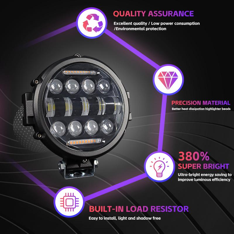 7 Zoll 69W Runde Spot LED Leuchte Fern-/Abblendlicht Tagfahrlicht LED Arbeitsscheinwerfer Fahrscheinwerfer Nebelscheinwerfer für LKW Jeep Offroad 4WD SUV UTV ATV