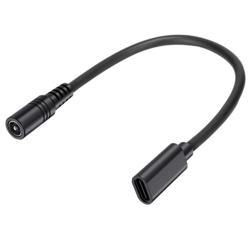 9.8inch Type C Female to 5.5mmx2.1mm Female/Male Adapter Cable USB C to DC5521 Connectors Power Cord Converter Line