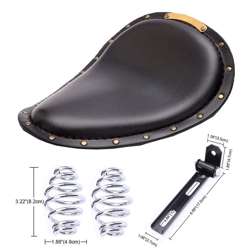 Motorcycle Leather Saddle Seat Retro Black Leather Solo Seat for Harley Custom Chopper Bobber Honda Yamaha Kawasaki Suzuki