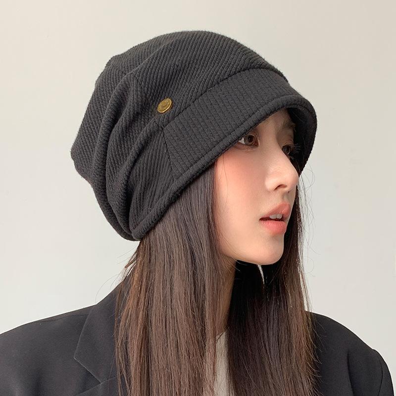 Autumn and Winter Hat Women's Fashion Retro Cold Hat Headband Hat Versatile Warm Pile Hat