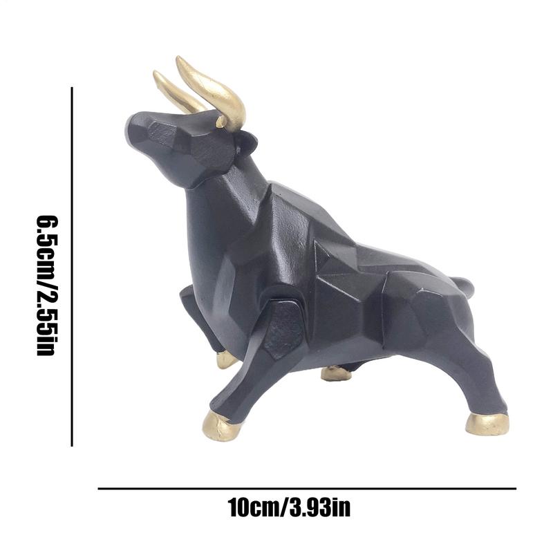 Okse Statue Geometrisk Resin Okse Dekor Hjemmedekorasjon for Venner Familie Kontorer Rom Skrivebord Nattbord Bokhylle Skrivebord