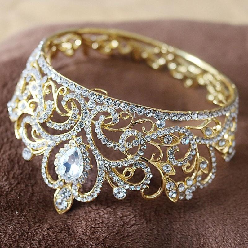 Wedding Crown Tiaras Round Crown Bridal Crown Metal Tiaras Princess Crown for Party Halloween Proms Birthday Banquets