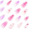 Europe and the United States hot-selling 3D three-dimensional flower wearing nail pink smudge nail art fake nail short almond nail piece