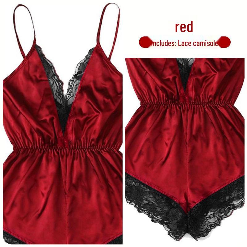 Ευρωπαϊκό & Αμερικανικό Σετ Πιτζάμας με Δαντέλα - Μοντέρνα & Άνετα Ρούχα Σπιτιού L1124