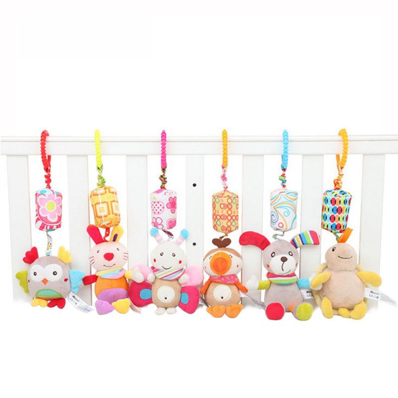 BBSKY Animal Cartoon Plush Hanging Wind Chime Toy for Baby Car or Crib