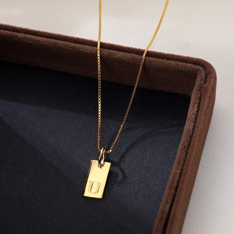 Banyan Tree Sterling Silver Square Letter Pendant Necklace