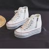 fashion Women's Canvas Shoes Inner Height Increase 2024 Summer Autumn New Style Zipper Skateboard Shoes Versatile Thick Bottom Clog