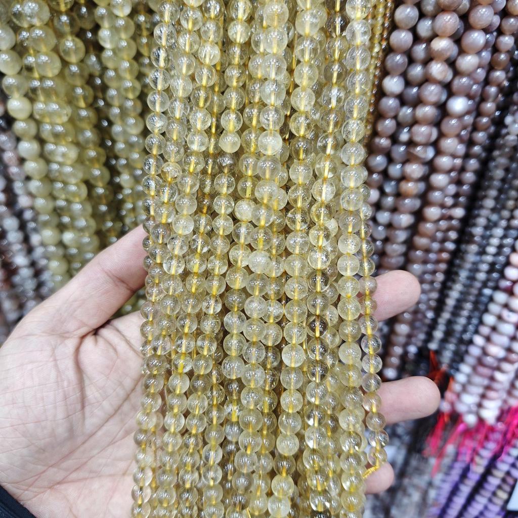 Golden Rutilated Quartz & Yellow Citrine Beads Strand for DIY Jewelry and Bracelets