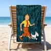 Asciugamano da spiaggia proof con un motivo de Le Avventure di Tintin2 - morbido, assorbente, ad asciugatura rapida, lavabile in lavatrice - perfetto per nuotare, campeggio, balneazione