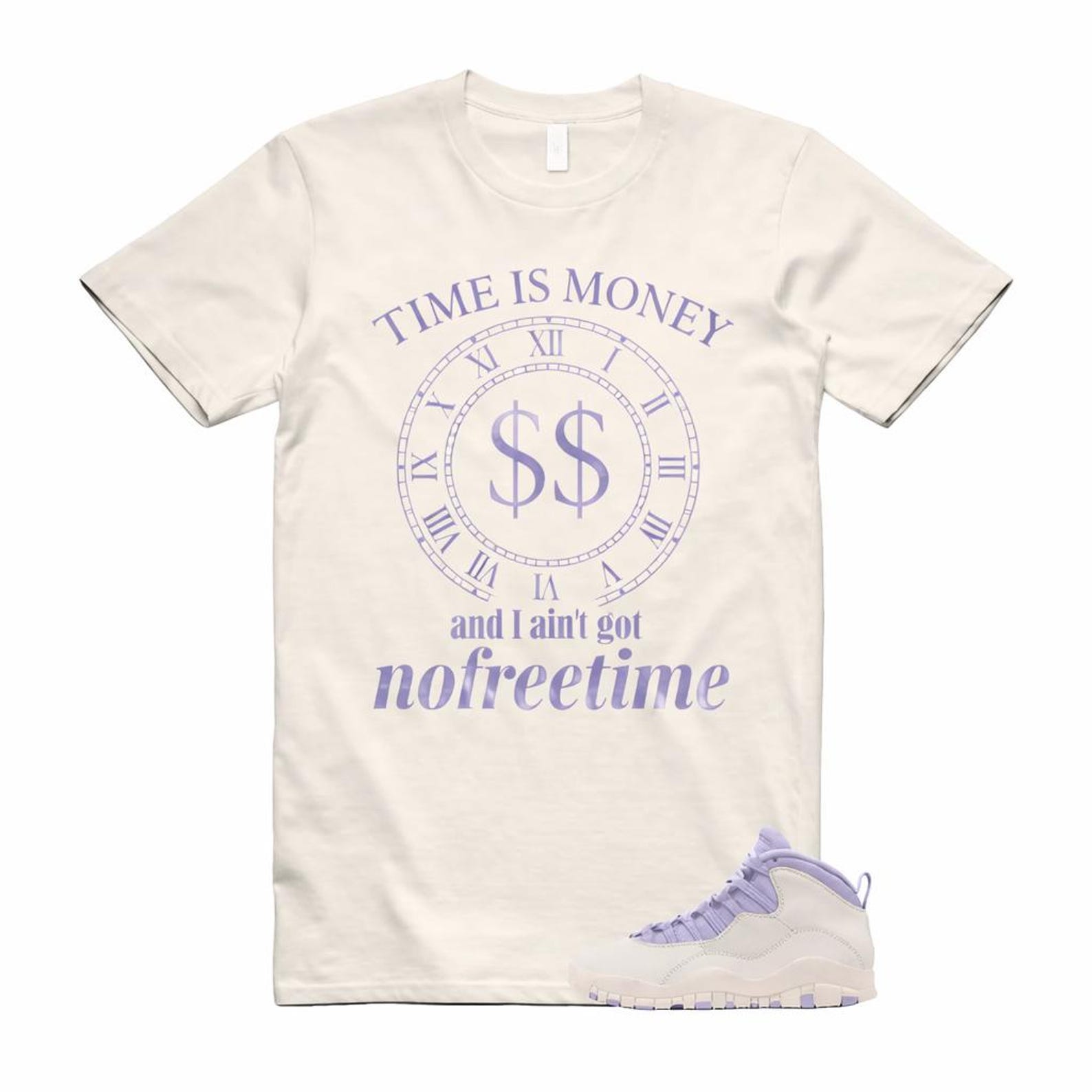 Graphic T-Shirt – Time Is Money, No Free Time, Streetwear Tee (Cream) XL