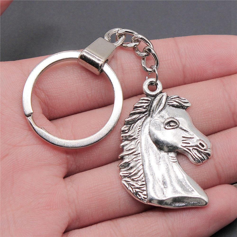 Elephant Horse Animal Duo Pendant Antique Bronze Metal Keychain with 30mm Ring for Students Hot Sale