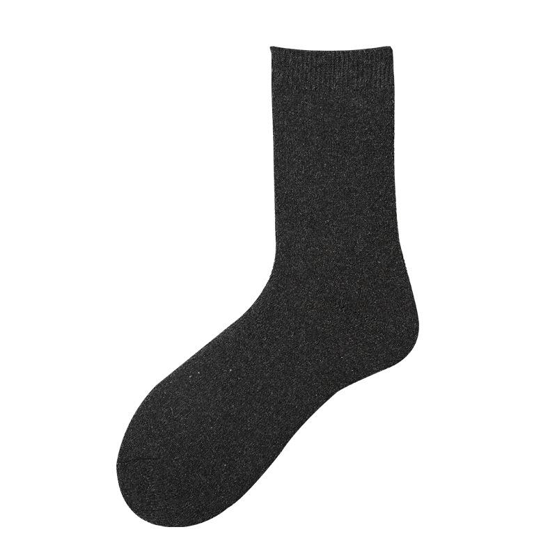 5/10 Pairs Winter Thickened Warm Fleece Socks for Men Solid Colour Versatile Mid Calf Imitation Wool Business Socks Home Elderly Socks Comfortable