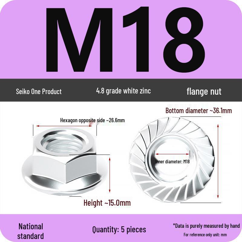 Electroplated Galvanized Anti-Slip Hex Flange Nut with Tooth Washer, M3-M16
