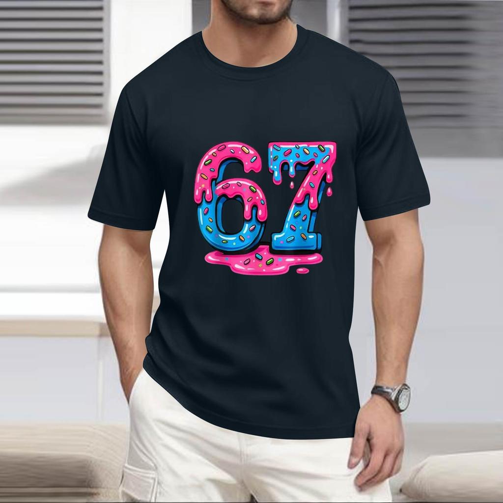 Men's Popular T-shirt Printed Round Neck Short Sleeve T-shirt