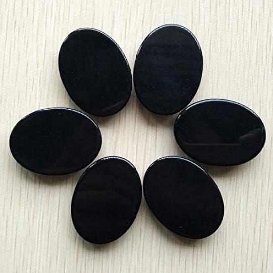 Ochoos Wholesale 6pcs/lot Assorted Natural Black Onyx Oval CAB CABOCHON Mix 30x40mm Stone Beads for DIY Jewelry Making