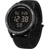 PINDOWS Men's Digital Sports Watch Lightweight ABS Case Nylon Strap 50M Waterproof LED Backlight Outdoor Running Black