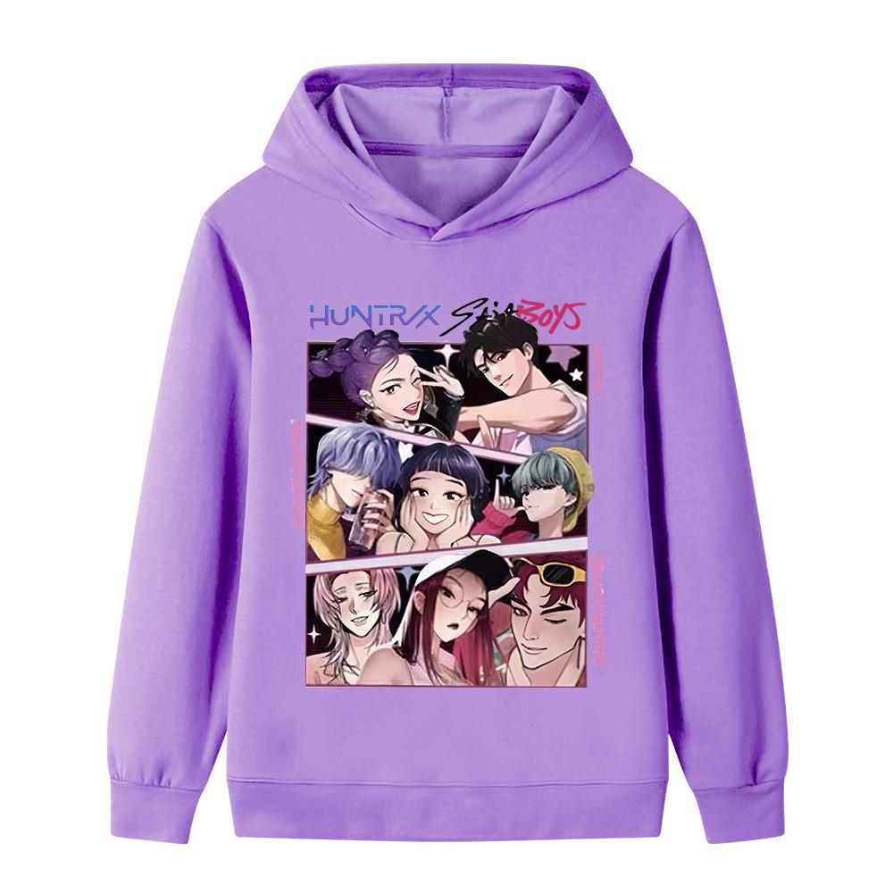 B1224 Kids Boys Girls Sajaboys Kpop Rumi Zoey Mira Print Long Sleeves Hoodie