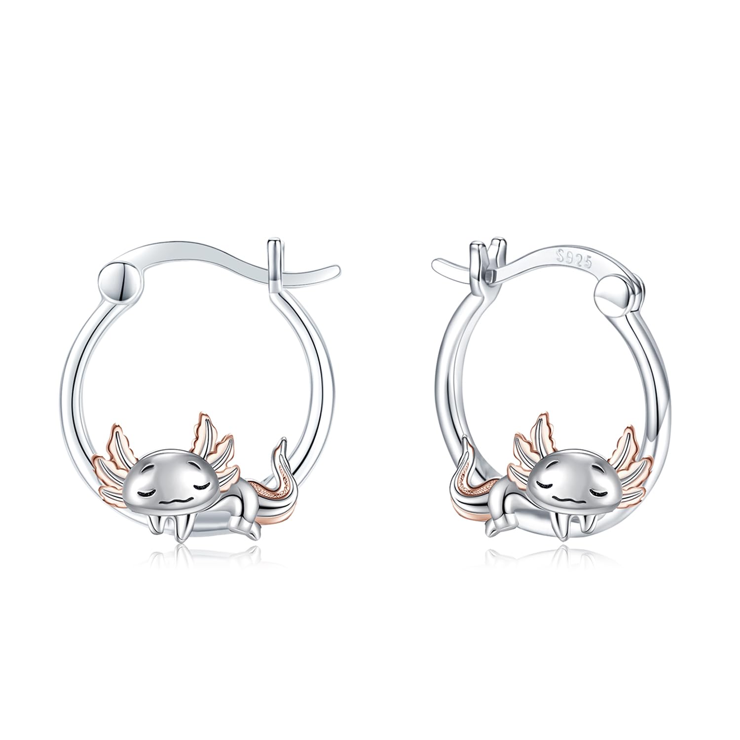 

StoryMidir Ring Silver Hoop Axolotl Cute Platinum Gift for White Anniversary Earrings, Axolotl, Hypoallergenic, 925, Women s Earrings, Animal, Cute,
