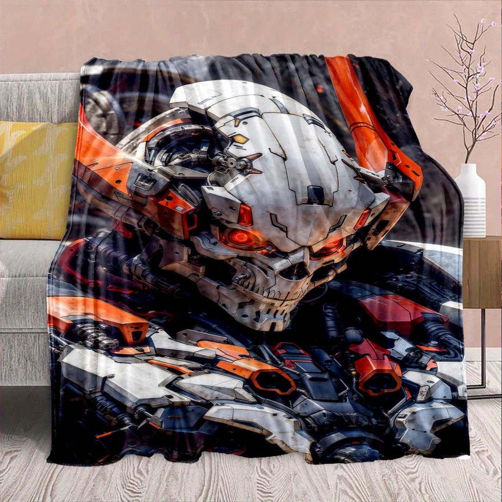 Gundam Anime Flannel Blanket - Soft Warm Perfect for Sofa, Bedding Camping Travel Office Home Decor -QJY