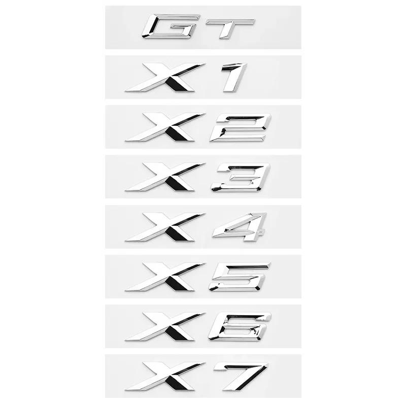 For BMW X1 X2 X3 X4 X5 X6 X7 GT Logo Emblem Rear Trunk Badge 3D ABS Chrome Black Car Sticker Decals Car Styling Accessories