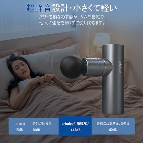 arboleaf Mini Handheld Myofascial Release Gun with Aluminum Alloy Body, 5 Powerful Vibration Levels, Self-Adaptive Mode, 4 Silicone Heads, Type-C Rech