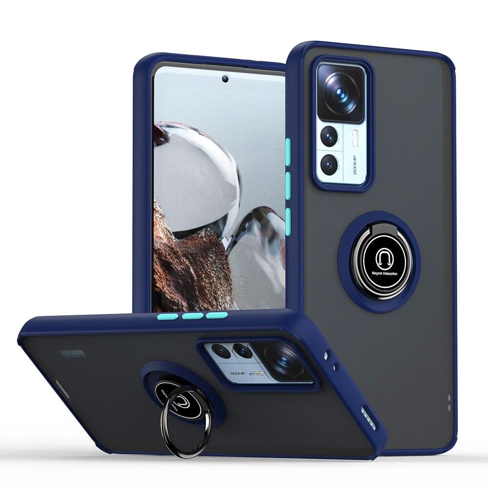 KEYSION Módní matné pouzdro pro Xiaomi 12T Pro 5G 11T Pro Transparentní nárazuvzdorný prstencový stojánek Zadní kryt telefonu pro Redmi K50 Ultra