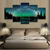 Impression HD 5 Panneaux Paysage Nuit Étoilée Aurore Boréale Toile Art Mural Papier Peint Peintures Affiches Salon Décoration Intérieure